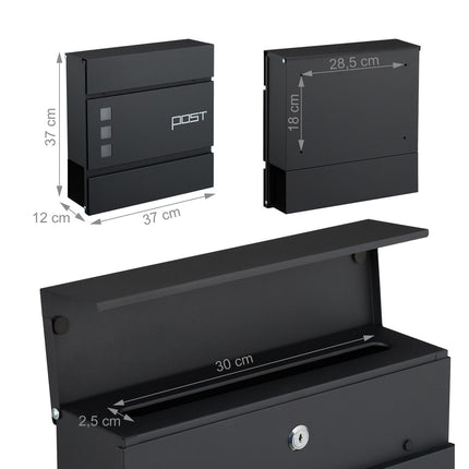 Letterbox with Newspaper Tube – Wall-Mounted Iron Design