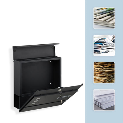 Letterbox with Newspaper Tube – Wall-Mounted Iron Design