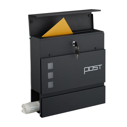 Letterbox with Newspaper Tube – Wall-Mounted Iron Design