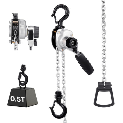 Lever Chain Hoist 0.5 Ton, 3 m G80 Chain, Dual Pawl