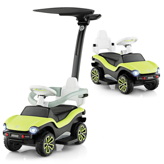 Lizenziertes 3-in-1 Volkswagen Rutschauto mit dreifach verstellbarem Schiebegriff 96 x 40 x 93 Grün