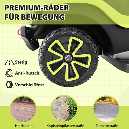 Lizenziertes 3-in-1 Volkswagen Rutschauto mit dreifach verstellbarem Schiebegriff 96 x 40 x 93 Grün