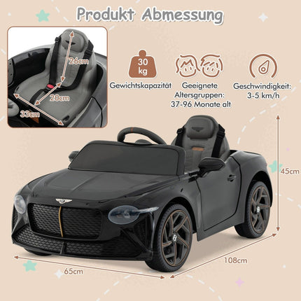 Lizenziertes Bentley Bacalar Kinderfahrzeug mit Fernbedienung &amp; Scherentüren &amp; Federung schwarz