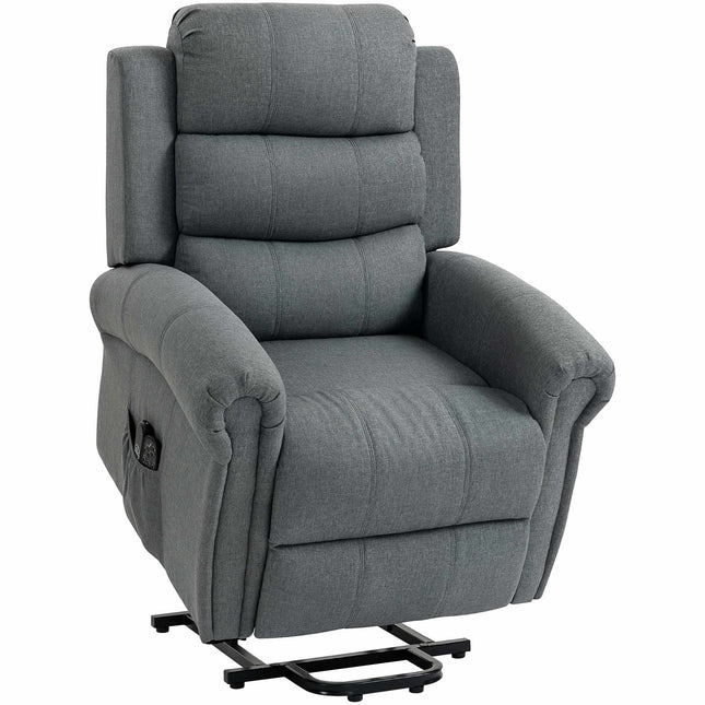 Sessel mit Aufstehhilfe, Massage, Heizung, Leinenoptik, Grau