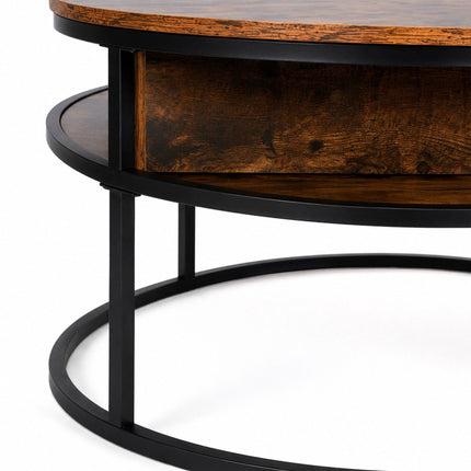 Lift-Top Coffee Table with Storage, Black Industrial Design