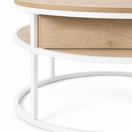 Lift-Top Coffee Table with Storage, White-Beige