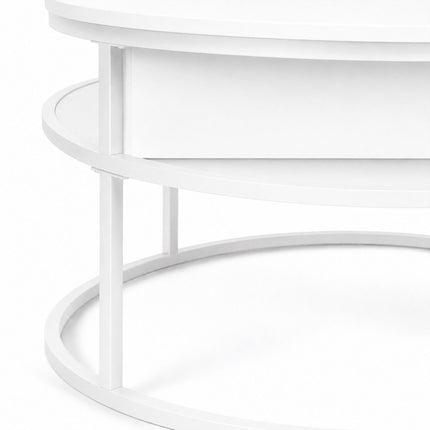 Lift-Top Coffee Table with Storage – White, MDF & Metal