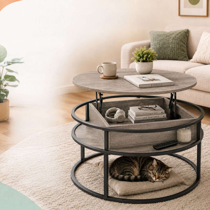 Lift-Top Coffee Table with Storage, Wood-Effect Finish