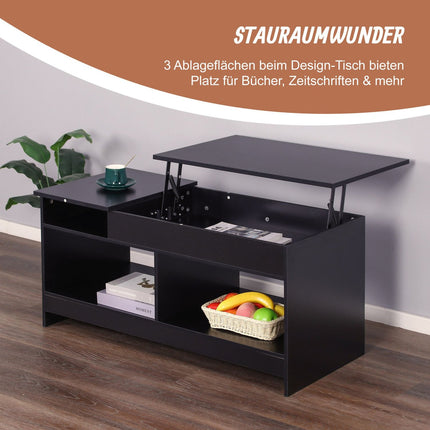 Lift-Top Coffee Table with Storage and Shelves