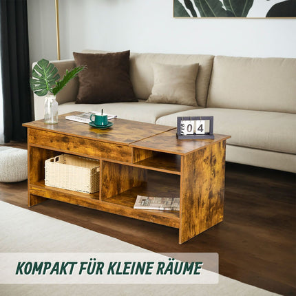Lift-Top Coffee Table with Storage and Shelves