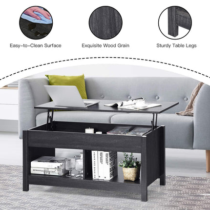 Couchtisch mit anhebbarem Oberteil, 109 cm, Schwarz