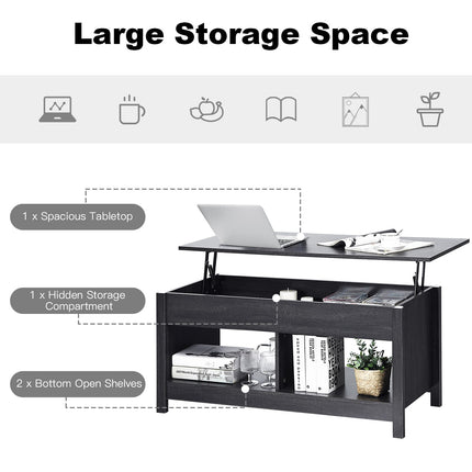 Couchtisch mit anhebbarem Oberteil, 109 cm, Schwarz