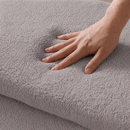 Light Grey Teddy Fabric Storage Bench – 76 cm Oval