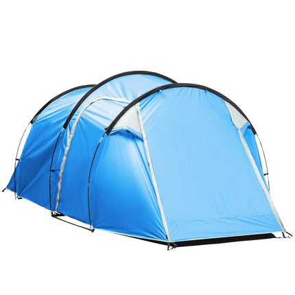 Light blue tunnel camping tent for 2-3 with sticks & fiberglass