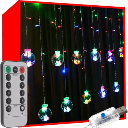 Světelný závěs 108 LED USB, vícebarevný, KŚ19734