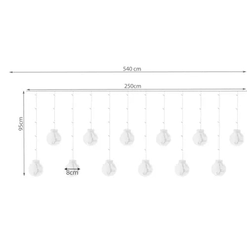 Světelný závěs 108 LED USB, teplá bílá, KŚ19736