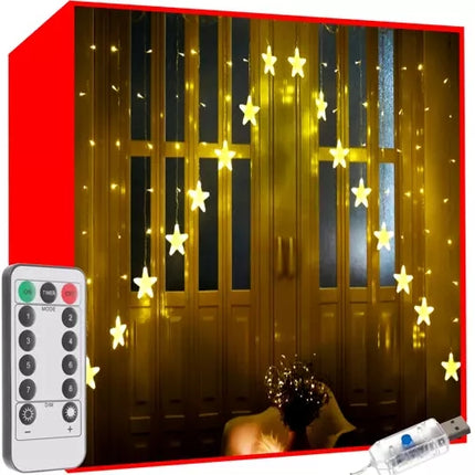 Světelný závěs 136 LED USB, teplá bílá, KŚ19738