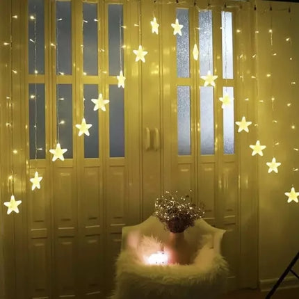 Světelný závěs 136 LED USB, teplá bílá, KŚ19738