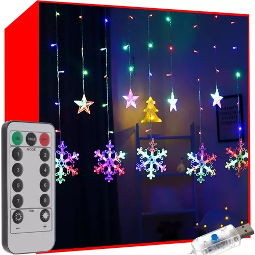 Světelný závěs 138 LED USB, vícebarevný, KŚ19742