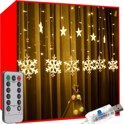Světelný závěs 138 LED USB, teplá bílá, KŚ19746