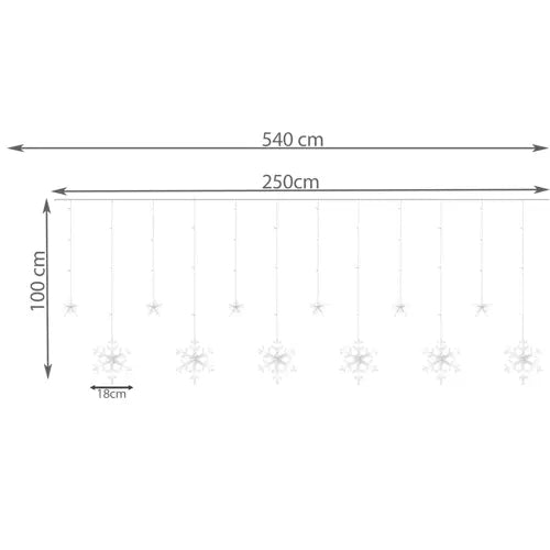 Světelný závěs 138 LED USB, teplá bílá, KŚ19746