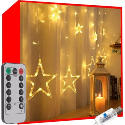 Světelný závěs 138 LED USB, teplá bílá, KŚ19750