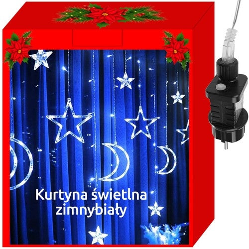 Světelný závěs 138 LED, studená bílá, 31V KŚ11330