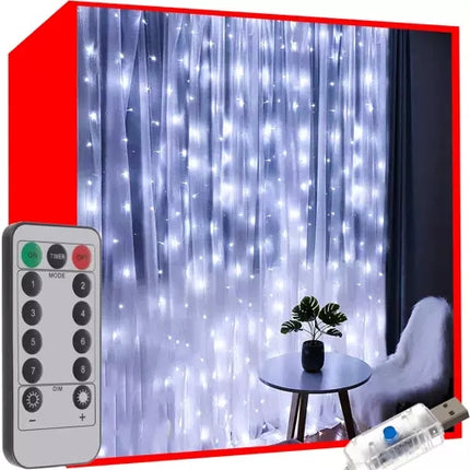 Lichtervorhang 300 LED USB-kaltweiß KŚ19766 