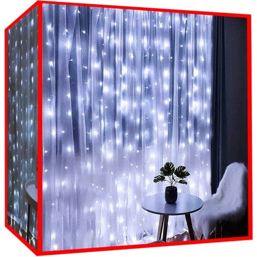 Světelný závěs 300 LED, studená bílá, 31V KŚ11333
