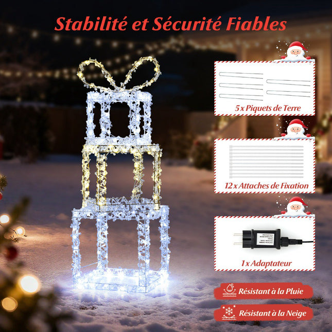 Beleuchtete Weihnachtsgeschenkboxen, 3er-Set, LED, für Außen