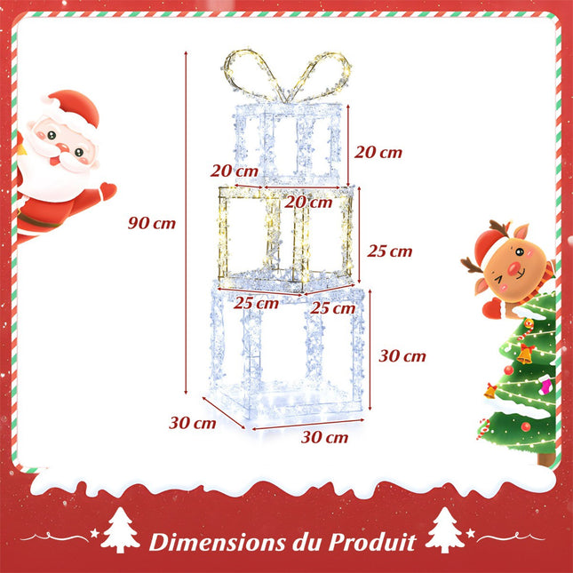 Beleuchtete Weihnachtsgeschenkboxen, 3er-Set, LED, für Außen