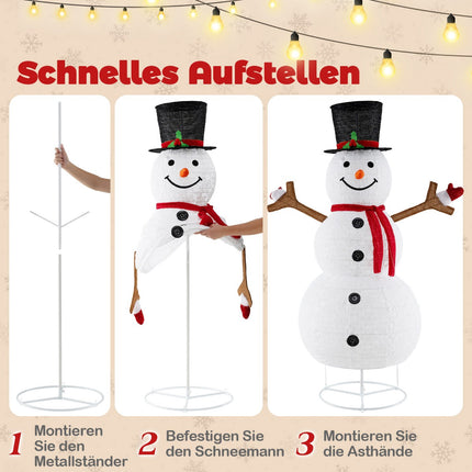 Beleuchteter Weihnachts-Schneemann, 1,83 m, 200 kaltweiße LEDs