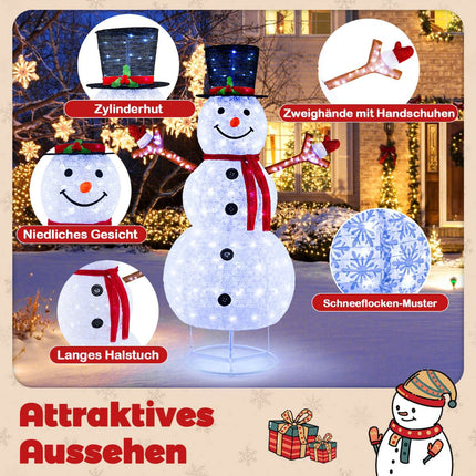 Beleuchteter Weihnachts-Schneemann, 1,83 m, 200 kaltweiße LEDs