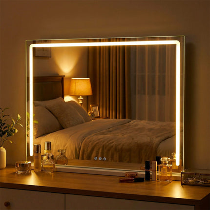 Lighted Makeup Mirror 80x60 cm, 3-Color Dimmable Touch