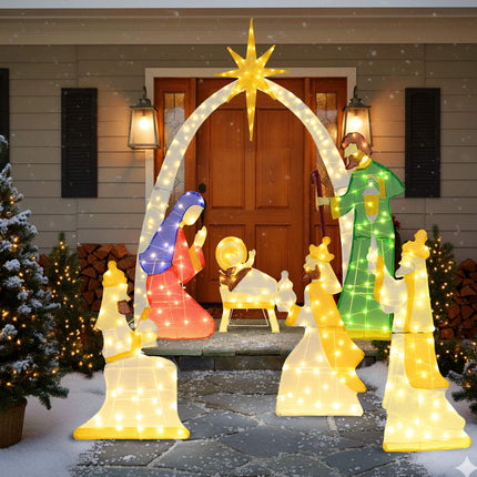 Svítící betlém, sada 7 ks, 1,5 m, 310 LED
