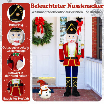 Beleuchteter Nussknacker, 157 cm, 100 LED-Leuchten