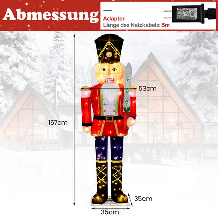 Beleuchteter Nussknacker, 157 cm, 100 LED-Leuchten