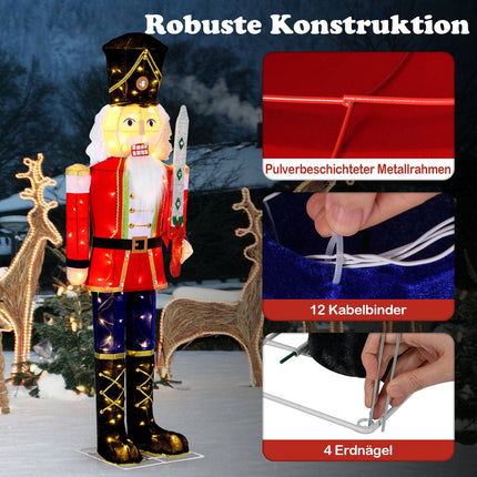 Beleuchteter Nussknacker, 157 cm, 100 LED-Leuchten