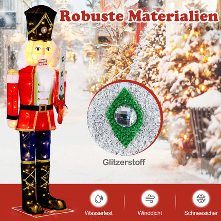Beleuchteter Nussknacker, 157 cm, 100 LED-Leuchten
