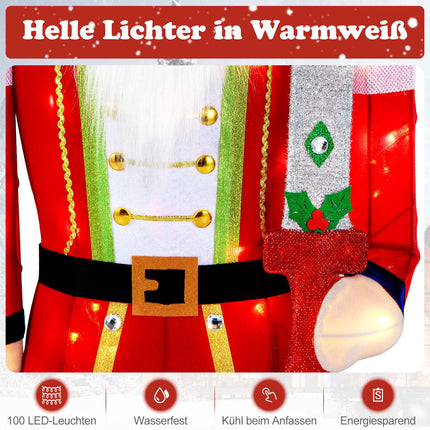 Beleuchteter Nussknacker, 157 cm, 100 LED-Leuchten