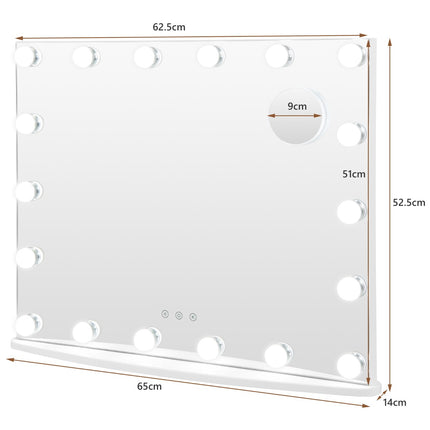 Kosmetické zrcadlo s osvětlením, 18 LED, dotykové, 3 režimy, 3X