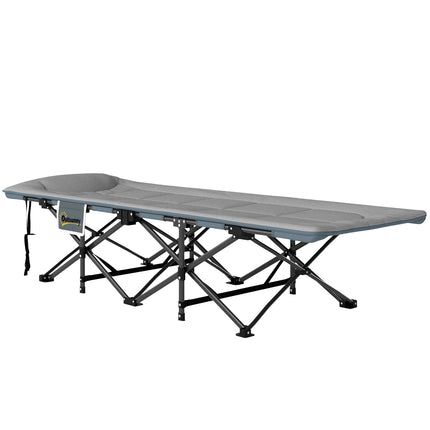 Veldbed opvouwbaar campingbed met matraskussen zijvak 190 x 65 x 37 cm campingligstoel voor volwassenen logeerbed tot 150 kg opklapbed voor buiten, tuin campingreizen lichtgrijs | Aosoom