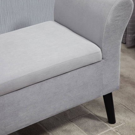 Hellgraue Samtbank mit Stauraum - modernes Design
