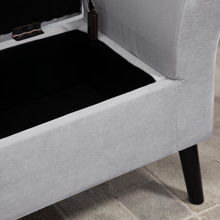 Hellgraue Samtbank mit Stauraum - modernes Design