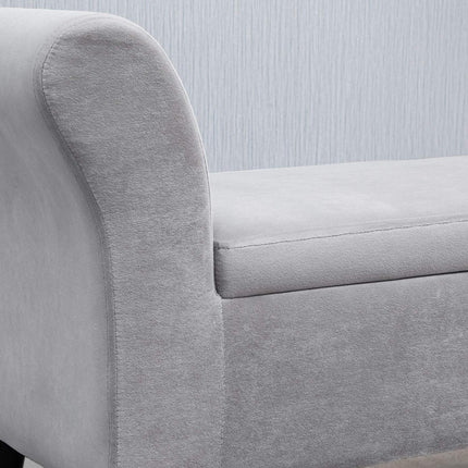 Hellgraue Samtbank mit Stauraum - modernes Design