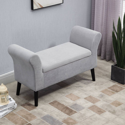 Hellgraue Samtbank mit Stauraum - modernes Design