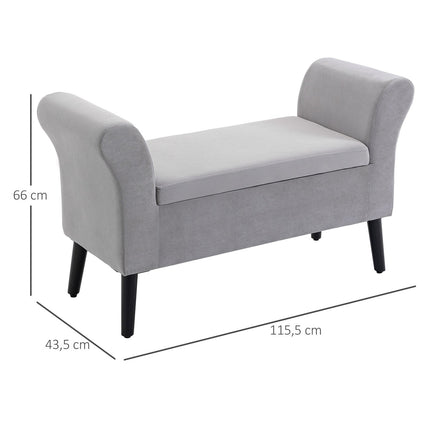 Hellgraue Samtbank mit Stauraum - modernes Design