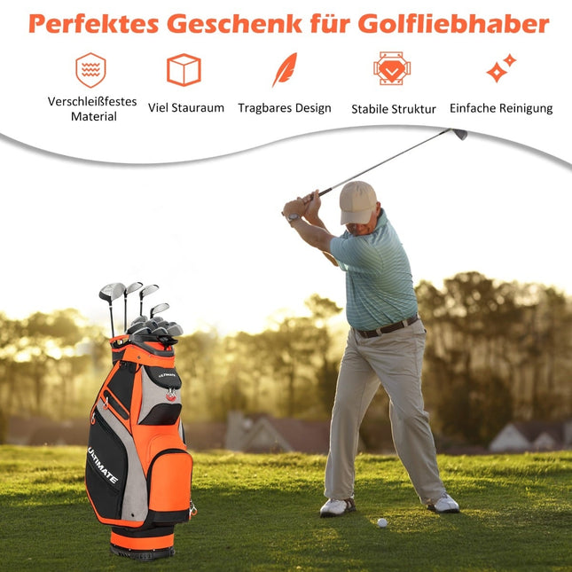 Leichte Golftasche mit 14 durchgehenden Teilern, Schwarz/Rot
