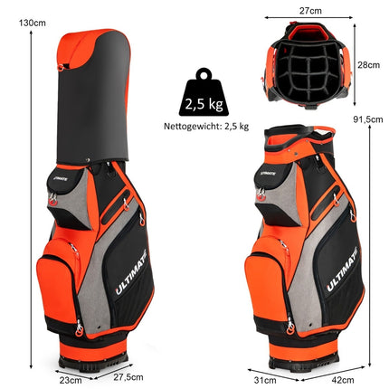Lehký golfový bag se 14 přepážkami po celé délce, černo-červený