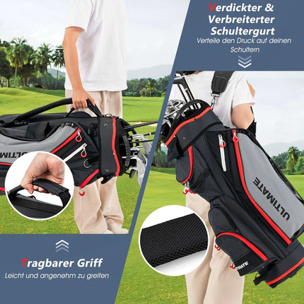 Lightweight Golf Bag with 14-Way Divider, Black